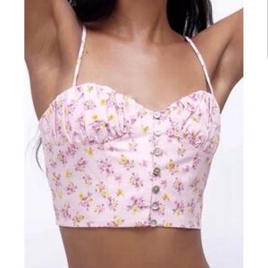 NWT Zara Floral Bustier Corset Crop Top